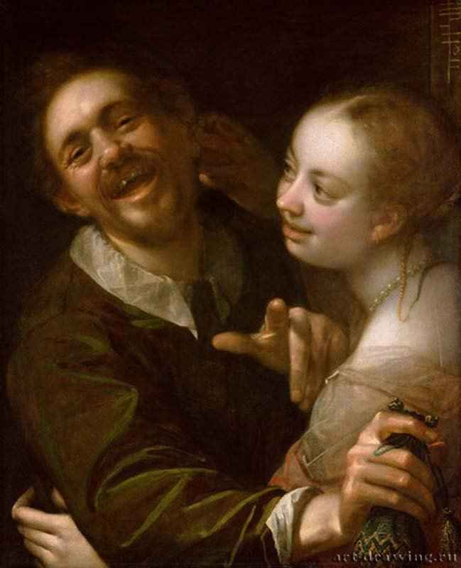 Автопортрет художника с женой -  1595 Маньеризм Австрия Вена. Художественно-исторический музей