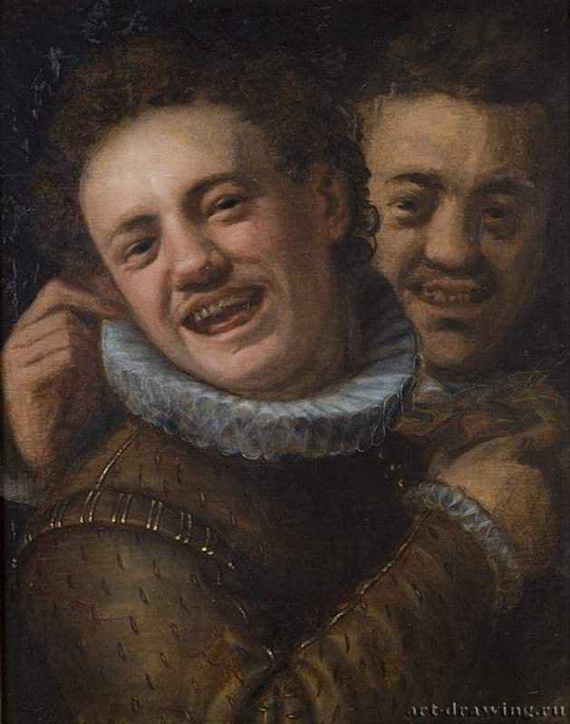 Два смеющихся Мужчины - двойной автопортрет. 1574 - Холст, масло Маньеризм Olomouc Museum of Art