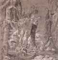 Христос на горе Елеонской (Моление о чаше). 1509 - 210 х 157 мм. Перо черным тоном, белила, на грунтованной красно-коричневым тоном бумаге. Берлин. Гравюрный кабинет. Германия.