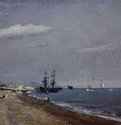 Морское побережье с парусниками в Брайтоне - 182414,9 x 24,8 смБумага, маслоРомантизмВеликобританияЛондон. Музей Виктории и Альберта