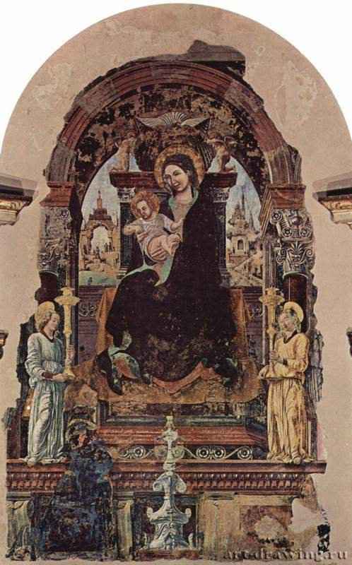 Косса Франческо: Мадонна, фрагмент -  1472 400 x 250 см Фреска Возрождение Италия Болонья. Церковь святой Марии дель Бараччано