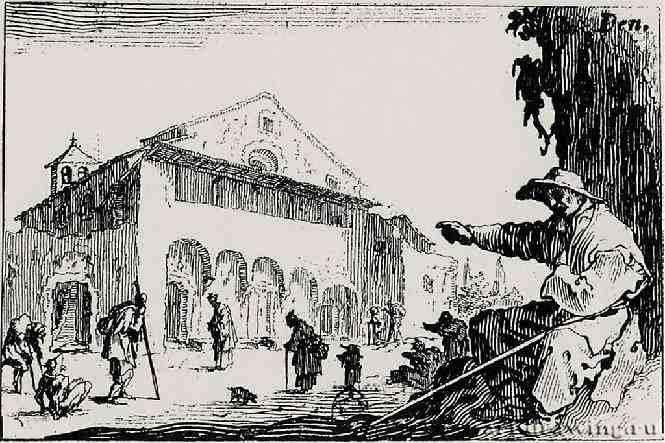 Серия "Каприччи". Богадельня. 1617 - 54 х 81 мм. Офорт. Париж. Национальная библиотека, Кабинет эстампов. Франция.