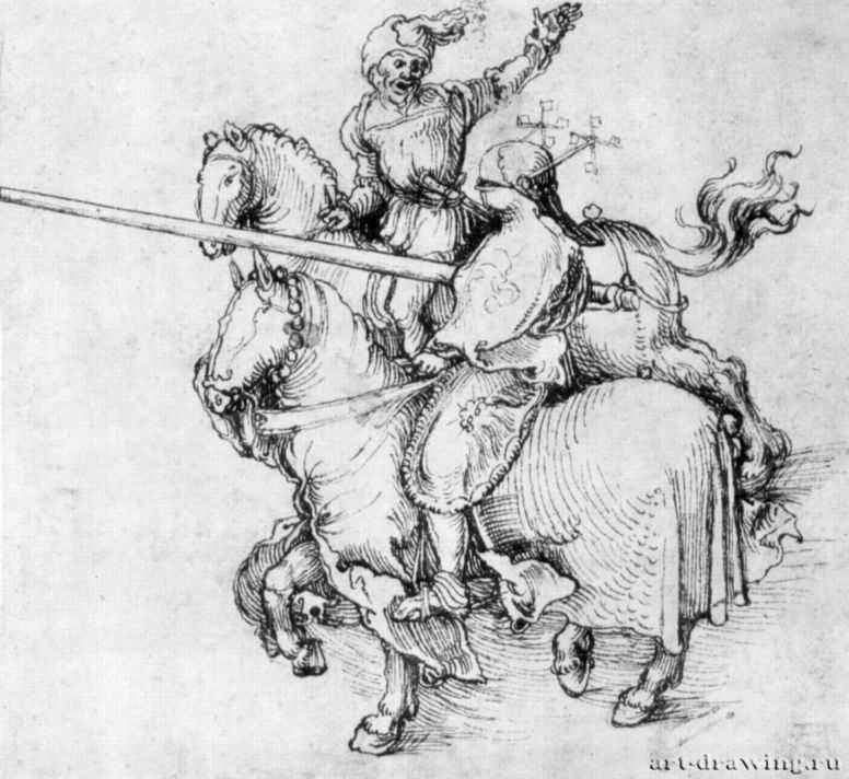 Рыцарь. 1508 - 120 x 130 мм. Перо на бумаге. Лондон. Британский музей, Отдел гравюры и рисунка. Германия.