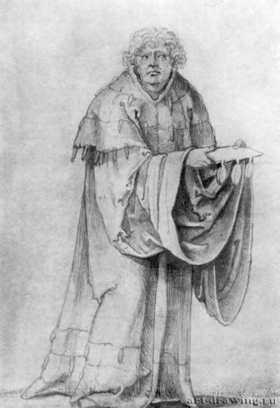 Каноник. 1510-1515 - 269 x 185 мм. Кисть, отмывка серым тоном, на бумаге. Мюнхен. Государственное собрание графики. Германия.