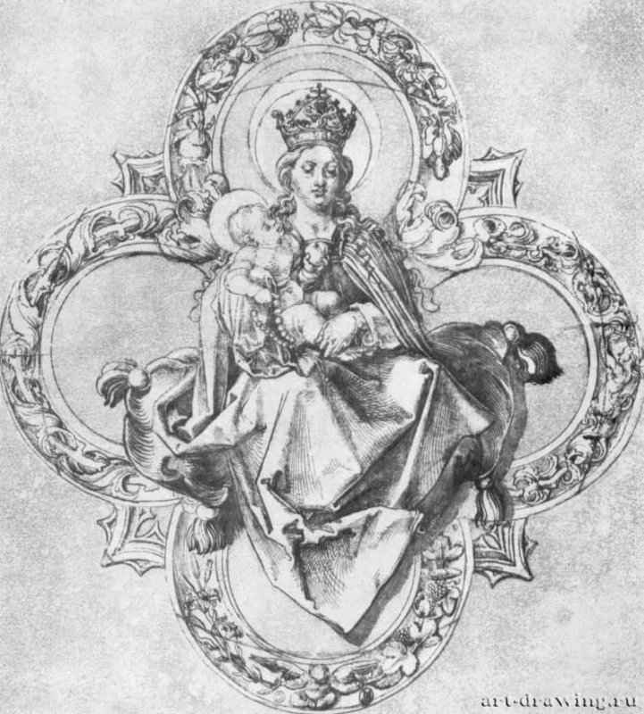 Мадонна с младенцем, сидящая на подушке. 1510-1515 - 340 x 310 мм. Перо, отмывка, на бумаге. Местонахождение неизвестно. Германия.