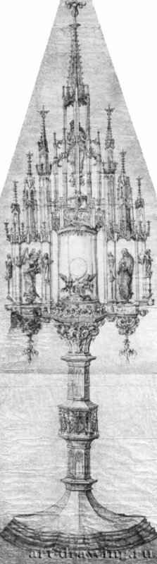 Монстранц. 1510-1515 - 1460 x 415 мм. Перо, в фигурах легкая размывка желтым. Шверин. Земельный музей. Германия.