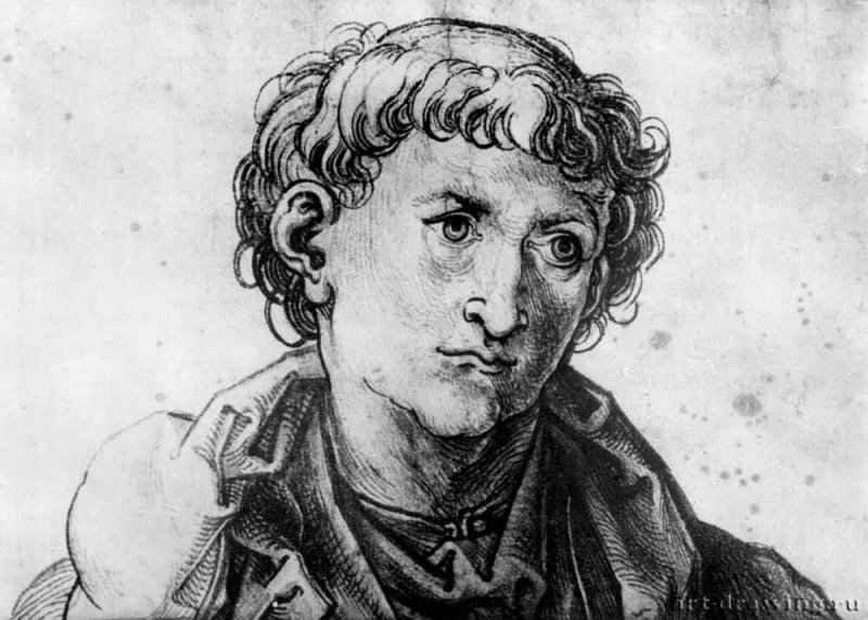 Святой Леонхард, фрагмент. 1510-1520 - Кисть, красноватым тоном инкарнат, вырезан по контуру и наклеен на бумагу. Эрланген. Библиотека университета. Германия.