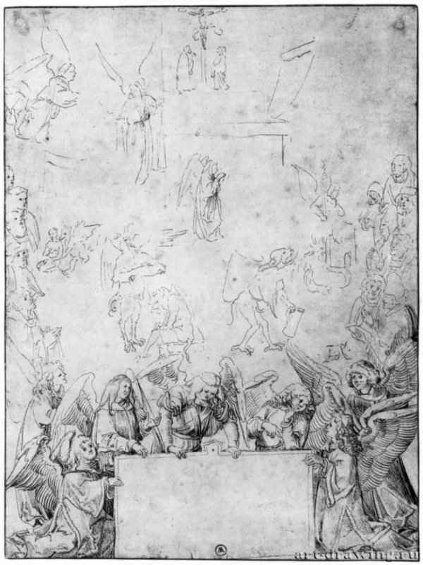 Ангельская месса. 1510 - 288 x 217 мм. Перо на бумаге. Берлин. Собрание Гольдше. Германия.