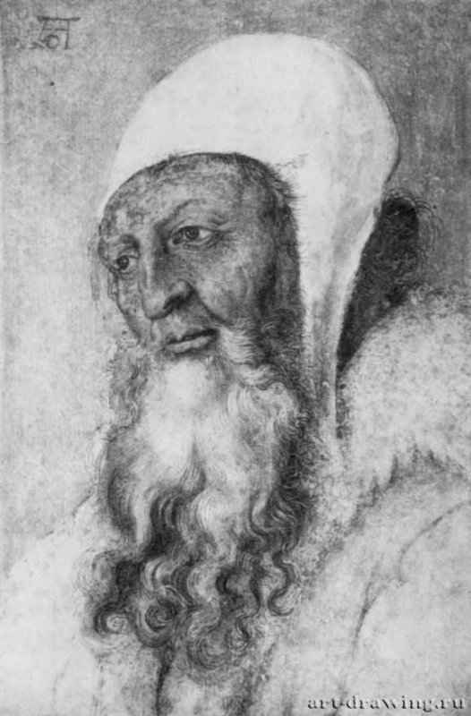 Голова бородатого мужчины (Симеон). 1504 - 170 x 110 мм. Акварель и гуашь, на бумаге. Лондон. Британский музей, Отдел гравюры и рисунка. Германия.