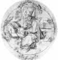 Святой епископ. 1509 - 335 x 312 мм. Перо коричневым тоном, отмывка серым тоном, по рисунку углем, на бумаге. Эрланген. Библиотека университета. Германия.
