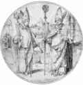 Святые епископы. 1510-1515 - Диаметр: 275 мм. Перо коричневым тоном, отмывка, на бумаге. Франкфурт-на-Майне. Художественный институт Штеделя, Гравюрный кабинет. Германия.