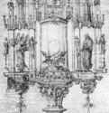 Монстранц. 1510-1515 - 1460 x 415 мм. Перо, в фигурах легкая размывка желтым. Шверин. Земельный музей. Германия.