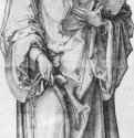 Святой Леонхард. 1510-1520 - 788 x 330 мм. Кисть, красноватым тоном инкарнат, вырезан по контуру и наклеен на бумагу. Эрланген. Библиотека университета. Германия.
