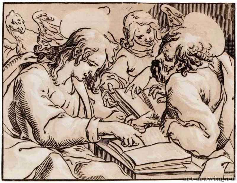 Евангелисты Матфей и Иоанн. 1623-1629 - 245 х 320 мм. Ксилография кьяроскуро, одна очерковая доска, две тоновые доски. Берлин. Гравюрный кабинет. Германия.