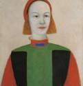 Голова молодой современной девушки, 1932 г. - Холст, масло; 43,5 х 34 см. Государственный Русский музей. Санкт-Петербург. Россия.