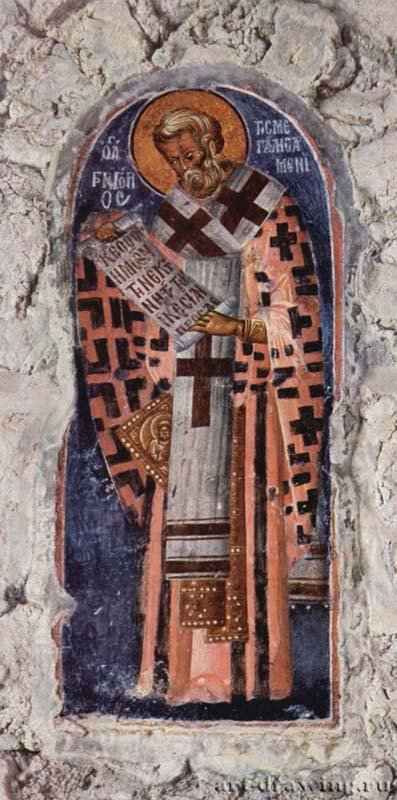 Фрески из церкви Афендико в Мистре. св. Григорий Великий. 14 век.