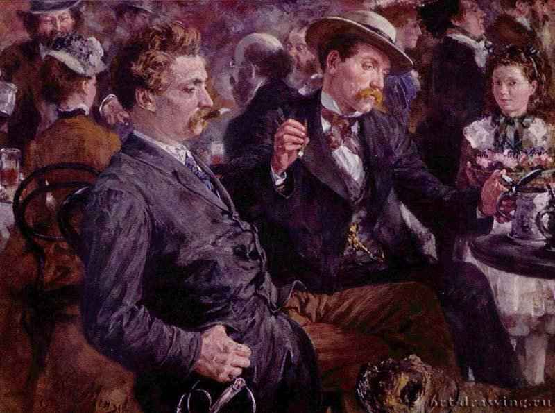 В пивной на воздухе - 188313,5 x 17,9 смГуашь, бумагаРеализмГерманияШвайнфурт. Собрание Георга Шефера