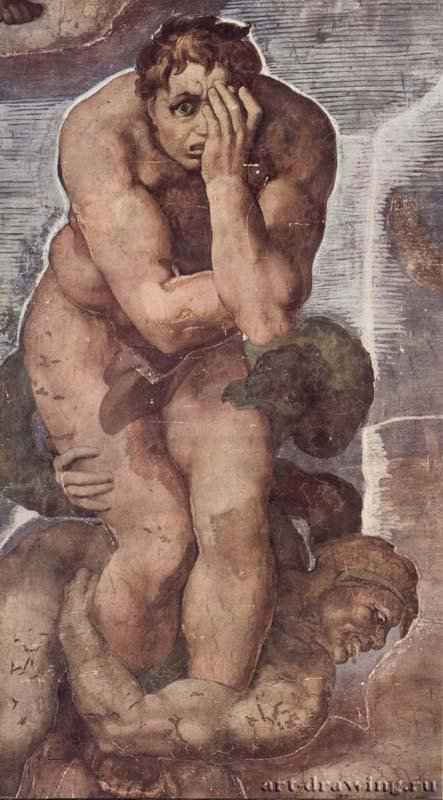 Страшный суд, фреска из Сикстинской капеллы. Фрагмент. Проклятые - 1535-1541ФрескаВозрождениеИталияРим. Ватикан, Сикстинская капеллаЗаказчик - папа Климент VII, написана при папе Павле III