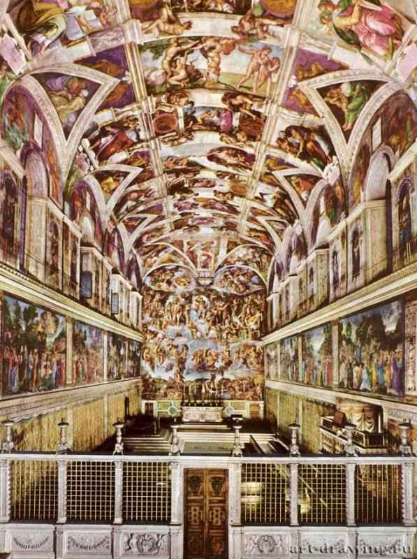 Микеланджело Буонаротти: Фрески плафона Сикстинской капеллы. История творения, общий вид 1508-1512.