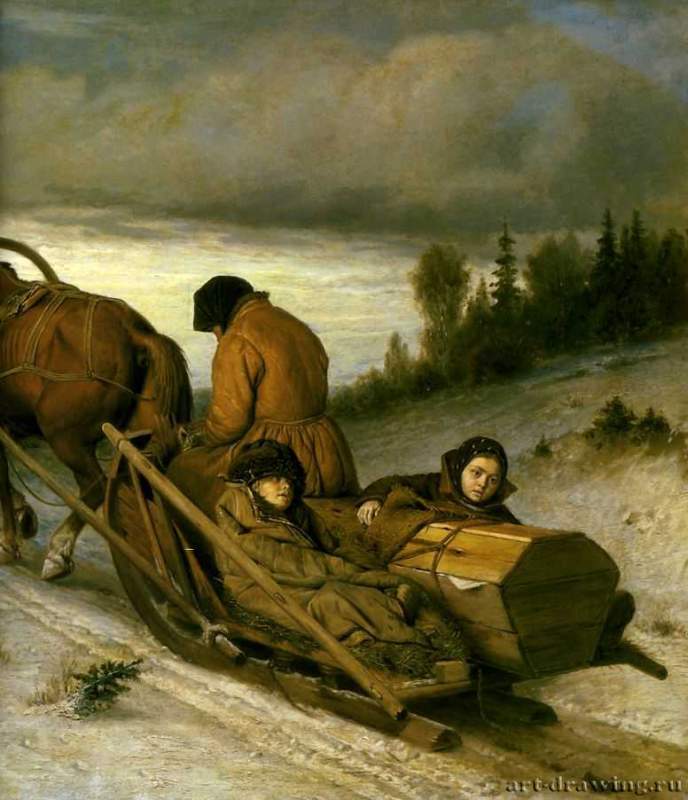 Проводы покойника. Фрагмент, 1865 г. - Холст, масло; 45,3 x 57 см. Государственная Третьяковская галерея. Москва. Россия.