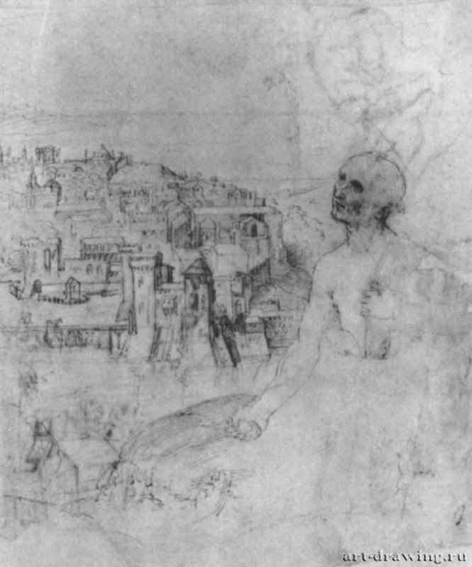 Св. Иероним в пустыне. 1501-1502 - 244 х 203 мм. Перо на бумаге. Оксфорд. Музей Эшмолеан, Отдел гравюры и рисунка.