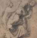 Этюд к картине "Коронование Марии". Группа апостолов. 1518-1520 - 268 х 220 мм. Черный мел, подсветка белым, на коричневато-серой бумаге. Берлин. Гравюрный кабинет.