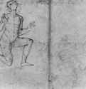 Коленопреклоненный юноша. 1499-1500 - 142 х 220 мм. Перо на бумаге. Париж. Лувр, Кабинет рисунков.
