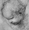Голова херувима (Детская голова). 1508 - 299 х 235 мм. Уголь на бумаге. Гамбург. Кунстхалле, Гравюрный кабинет.