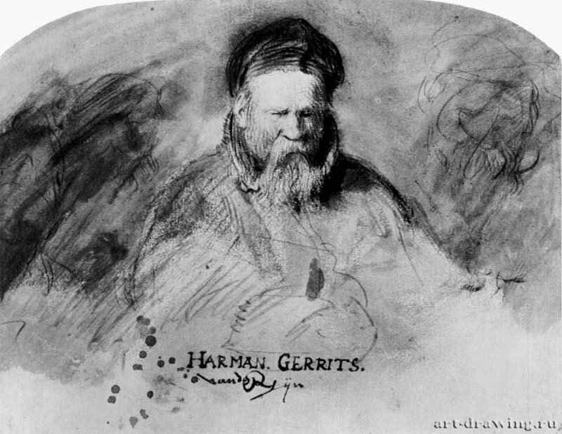 Портрет отца. 1630 - Сангина и черный мел, отмывка коричневым тоном, на бумаге 189 x 240 мм Музей Ашмолеан Оксфорд