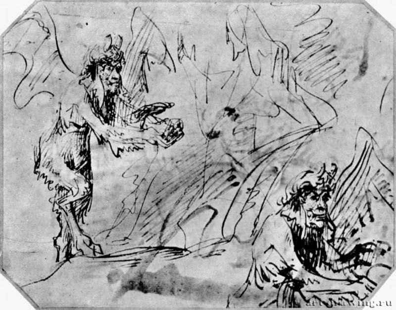 Этюд к картине «Искушение» 1632-1636 - Перо 126 x 161 мм Штеделевский художественный институт Франкфурт-на-Майне