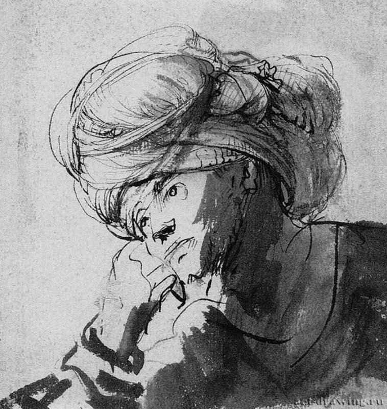 Этюд мужской головы в чалме. 1635 - Бумага, кисть ГМИИ им. А.С. Пушкина Москва