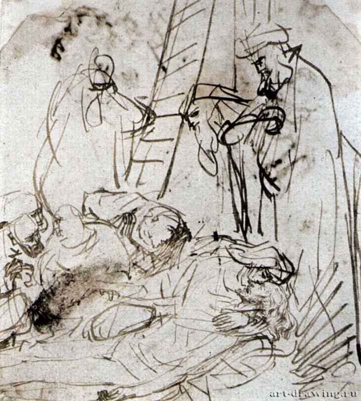 Оплакивание Христа, фрагмент. 1635 - Перо бистром на бумаге 171 x 154 мм Гравюрный кабинет Берлин