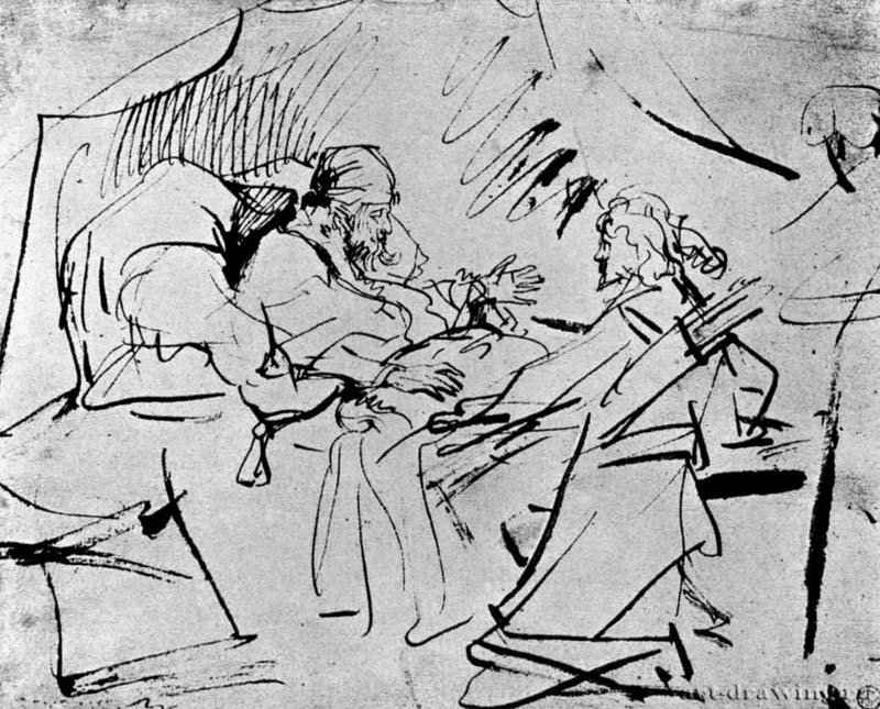 Исаак отказывает Исаву в благословении. 1636 - Перо 161 x 201 мм Собрание Ваутерс Париж