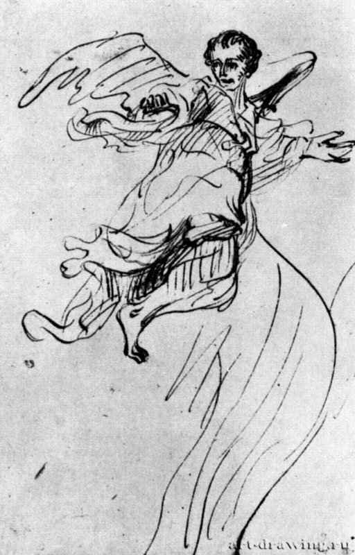 Этюд летящего ангела. 1637-1639 - Перо 140 x 90 мм Музей Киев