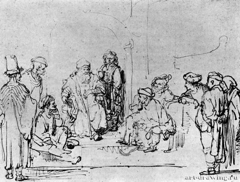 Братья Иосифа рассказывают отцу о путешествии. 1638-1643 - Перо 176 x 231 мм Риксмузеум Амстердам