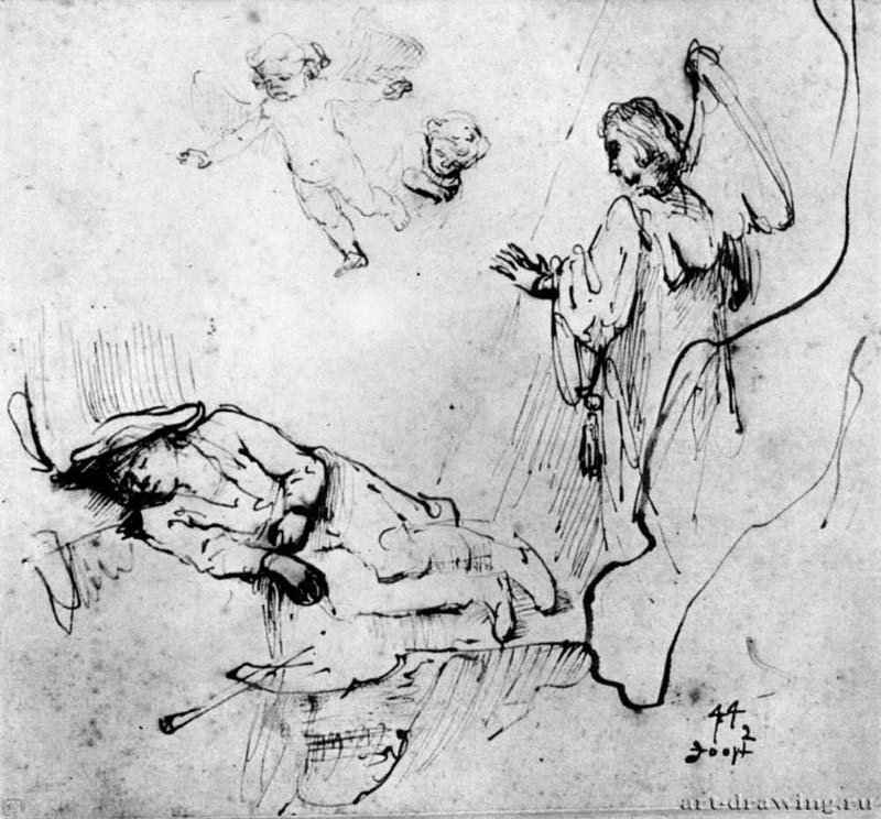 Сон Иакова. 1638-1644 - Перо 178 x 196 мм Школа изящных искусств Париж