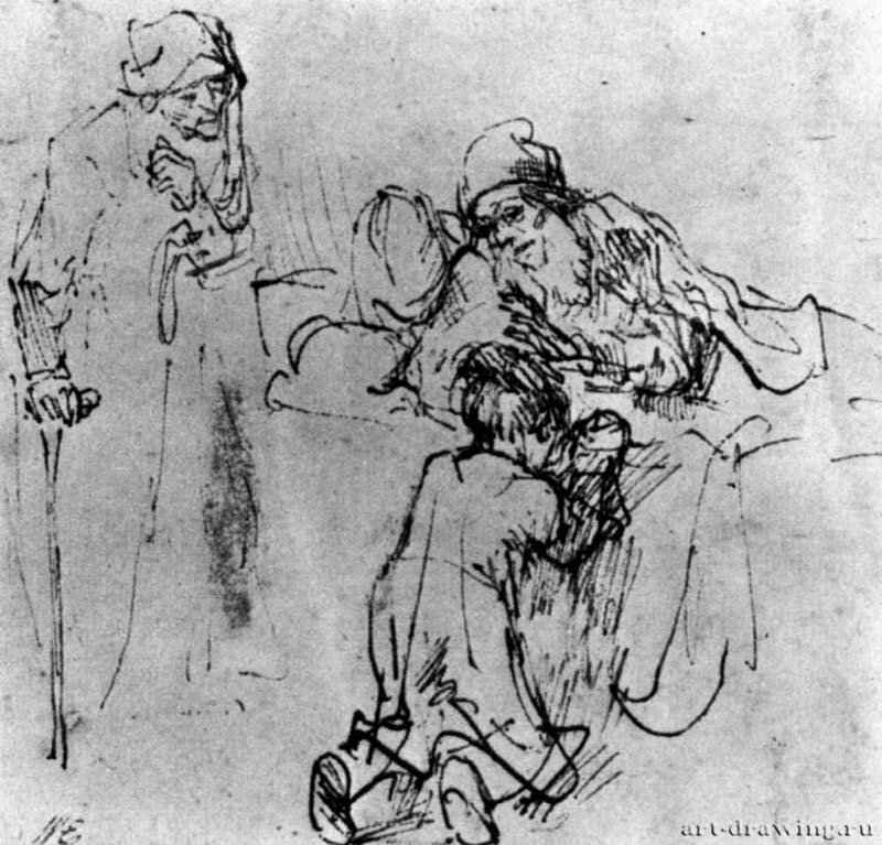 Исаак благославляет Иакова. 1639-1652 - Перо 120 x 125 мм Собрание Мелчетт Лондон