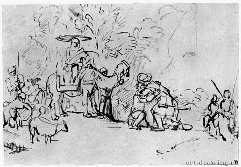 Примирение с Исавом. 1650-1655 - Перо 208 x 303 мм Гравюрный кабинет Берлин