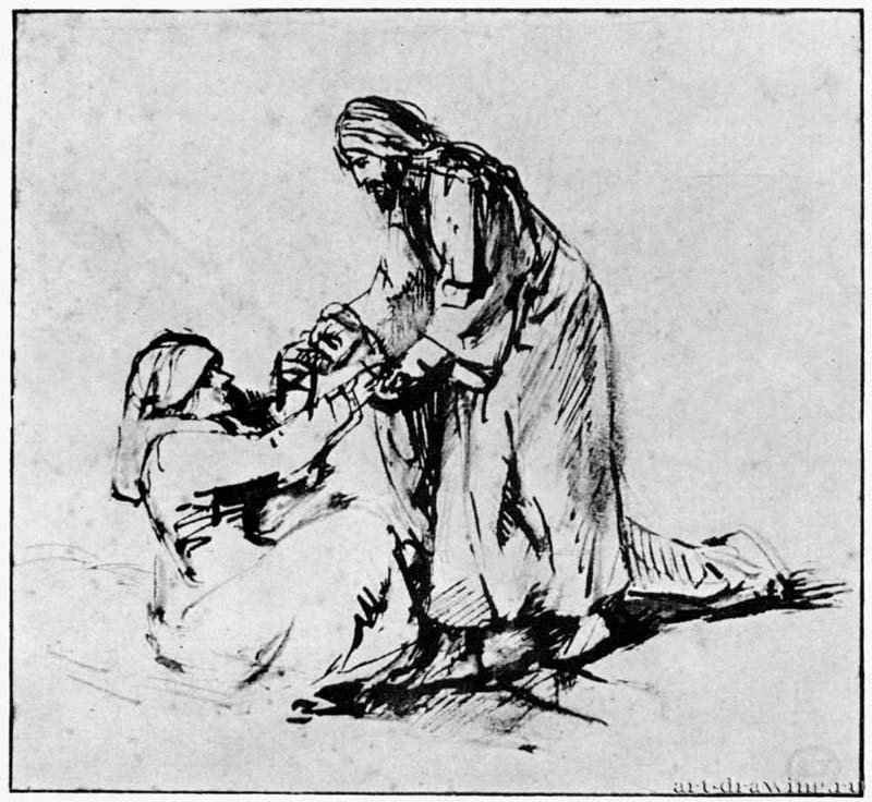 Исцеление тещи Петра. 1650-1660 - Перо, отмывка 172 x 188 мм Нидерландский институт Париж