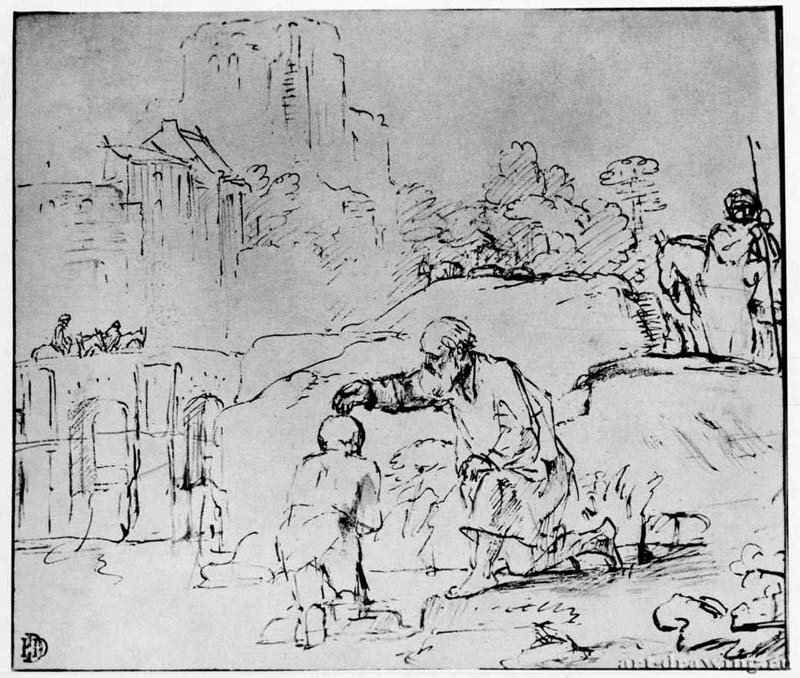 Крещение евнуха. 1652 - Тростниковое перо бистром, на бумаге 180 x 210 мм Частное собрание