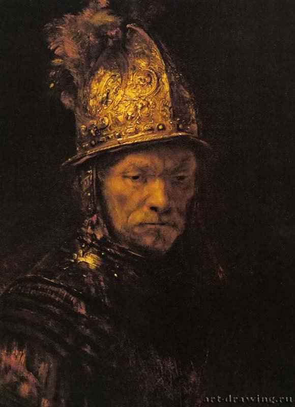 Человек в золотом шлеме. 1650 - Холст, масло. 67 x 50. Государственные музеи. Берлин.