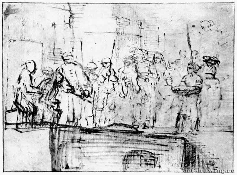 Казнь Иоанна Крестителя. 1657-1660 - Перо 202 x 272 мм Музей Бойманс ван Бейнинген Роттердам