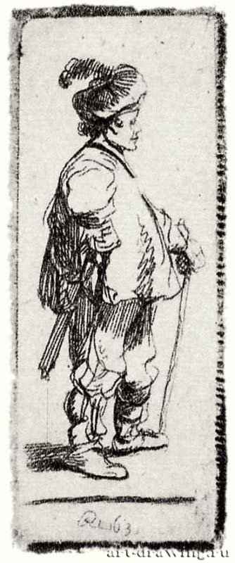 Поляк в берете с пером. 1631 - Офорт 59 x 21 мм Собрание Я. де Брёйна