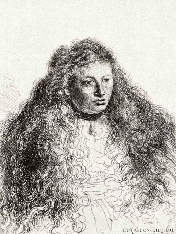 Женщина с распущенными волосами (Портрет Саскии). 1635 - Офорт 135 x 94 мм Собрание Я. де Брёйна