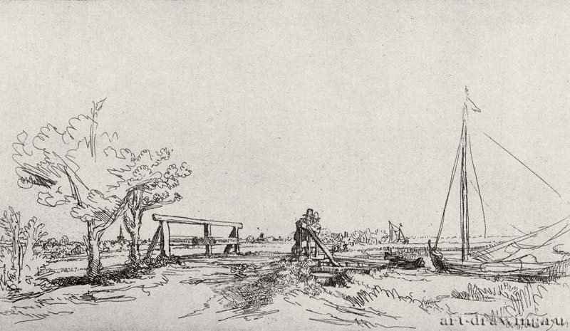 Мостик Сикса. 1645 - Офорт 131 x 225 мм Собрание Я. де Брёйна