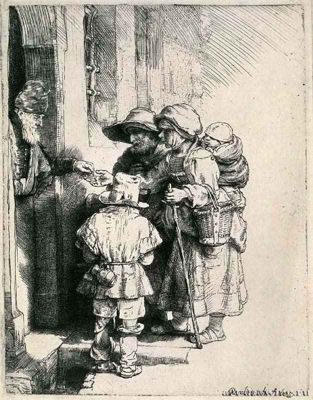 Нищие у двери. 1648 - Гравюра 16,6 x 12,9 Риксмузеум Амстердам