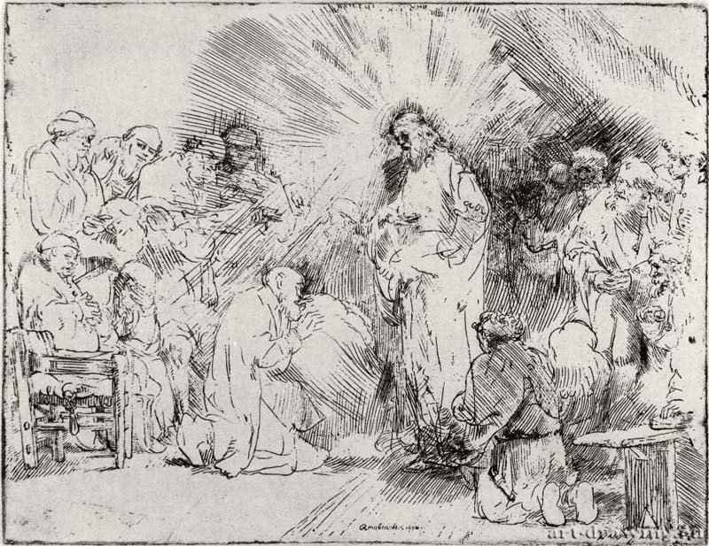 Христос, являющийся ученикам. 1650 - Офорт 162 x 212 мм Собрание Я. де Брёйна