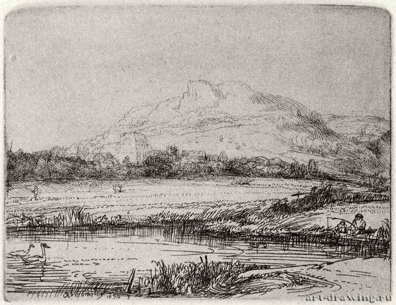 Канал с лебедями. 1650 - Офорт 81 x 108 мм Собрание Я. де Брёйна