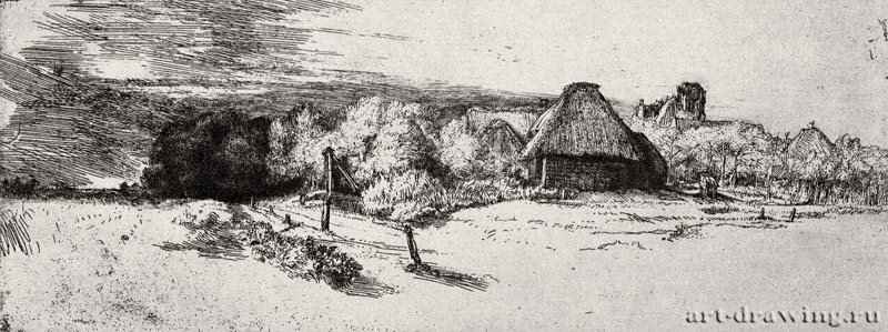 Пейзаж с башней. 1650 - Офорт 124 x 320 мм Собрание Я. де Брёйна