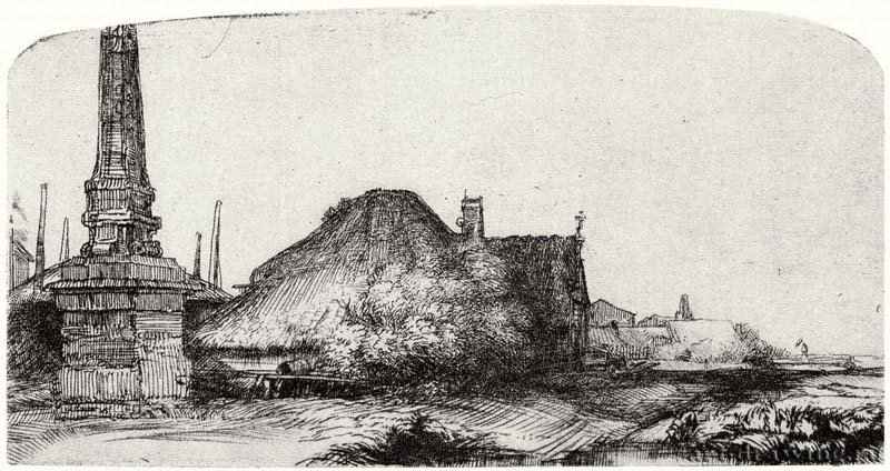 Пейзаж с обелиском. 1650 - Офорт 83 x 162 мм Собрание Я. де Брёйна